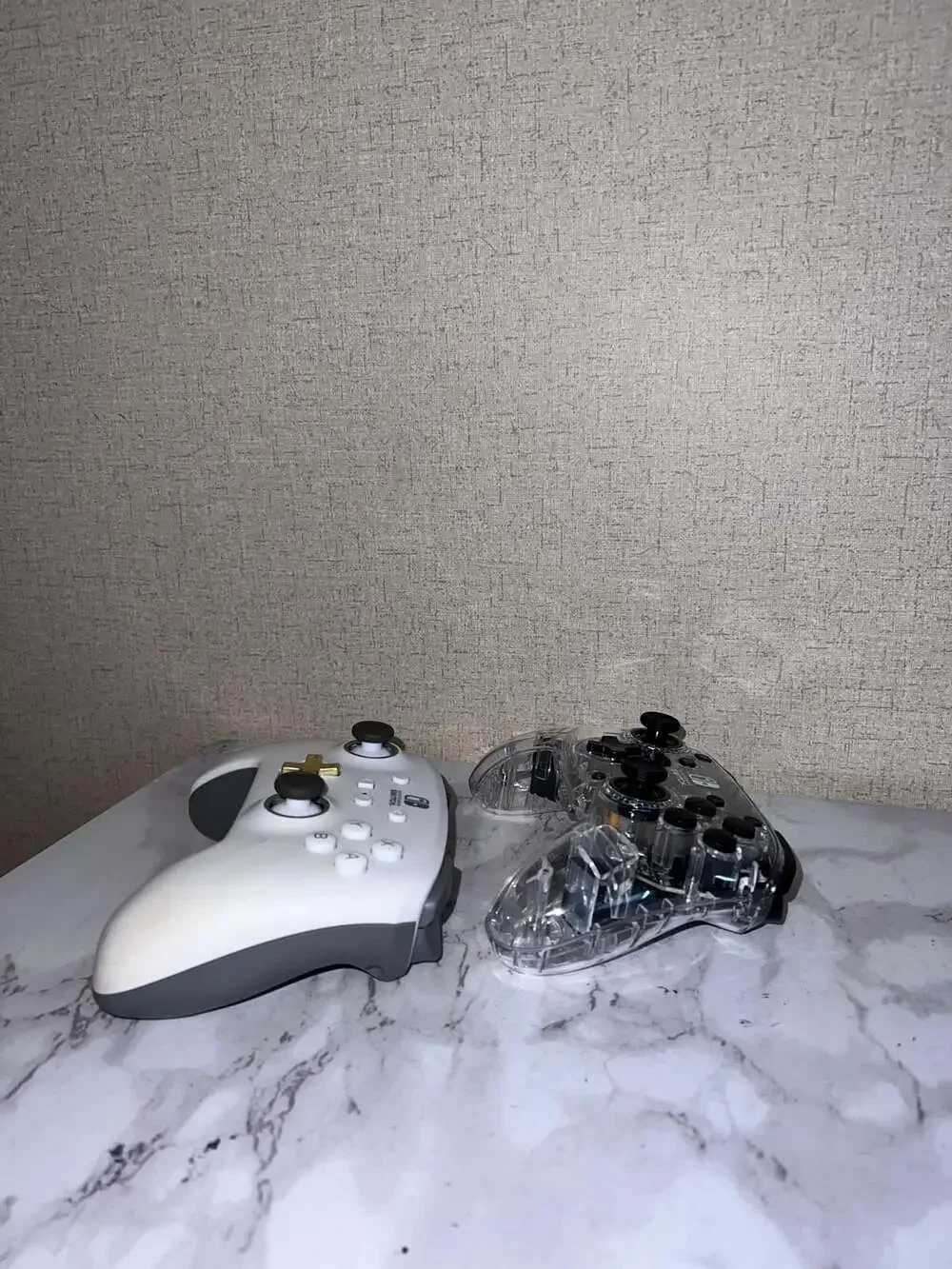 Nintendo Switch Pro Controller Customized Clear Shell and White Controller with